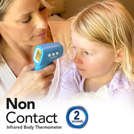Vicks Non-Contact Infrared Thermometer for Forehead, Food and Bath – Touchless Thermometer for Adults, Babies, Toddlers and Kids – Fast, Reliable, and Clinically Proven Accuracy (Pack of 2)