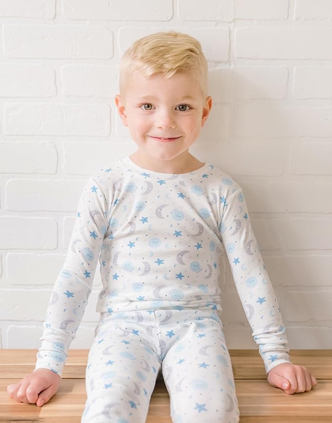 moimoln Sibling Matching 6M-8Y Soft Warm Cotton Modal Character Long Sleeve Snug-Fit Pajama Long Sleeve Sleepwear Daily