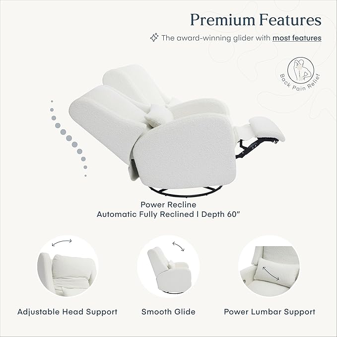 Nurture& The Charleston Wingback Plus – Premium Power Recliner for Nursery | Ergonomic, Stain-Resistant Glider Chair with USB, Lumbar & Head Support – Modern Baby Room Essential