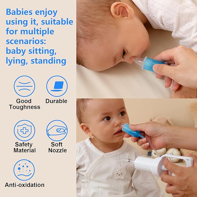 Nasal Aspirator Baby & Portable Hand Puller Nose Sucker, Strong Suction | Easy to Operate | Reusable | Easy to Carry & Soft Silicone Nose Cleaner for Baby Infant, Negative Pressure Principle