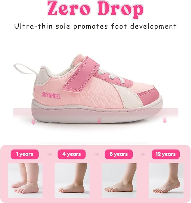 SKYWHEEL Toddler Wide Toe Box Barefoot Shoes Boys Sneakers Kids Tennis Shoes Comfort Lightweight Zero Drop Walking Shoe for Indoor/Outdoor Play