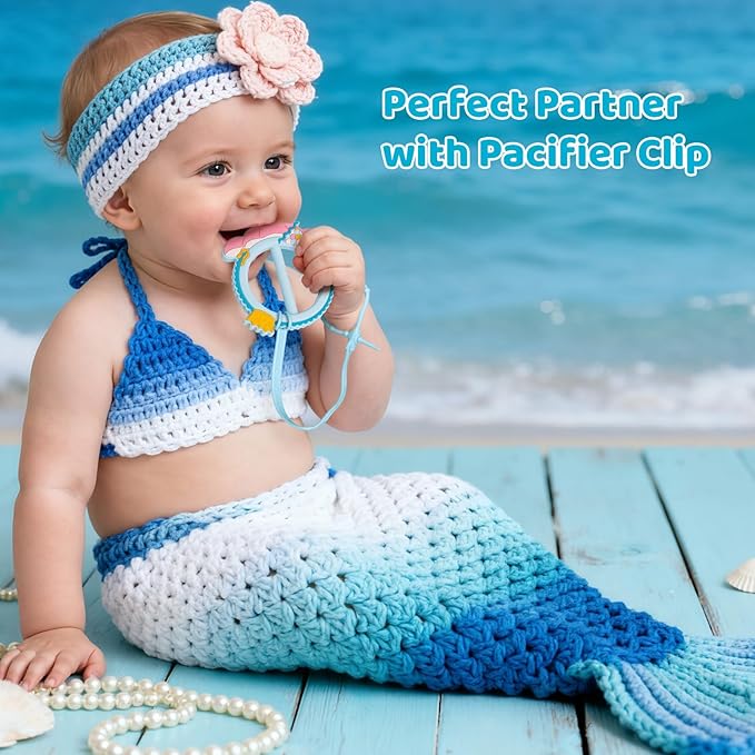 Valentines Teether for Babies - SHARE&CARE Valentines Day Gifts Silicone Teething Toy, Women Gift for Mom, Wife,Her, Holiday Baby Chew Toy for 3 Months+, BPA-Free,Baby Shower (Mermaid)