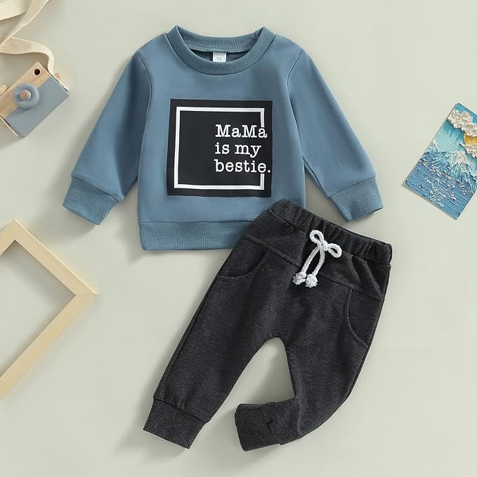 Baby Boy Fall Clothes Set Long Sleeve Crewneck Sweatshirts Pants Cute Infant Newborn Outfits 6 12 18 24 Months 2T
