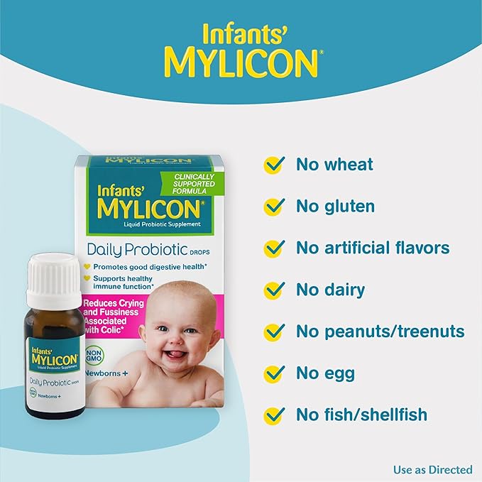 Infants' Mylicon Daily Probiotic Drops, for Colic and Fussiness, 8mL, 21 Daily Doses