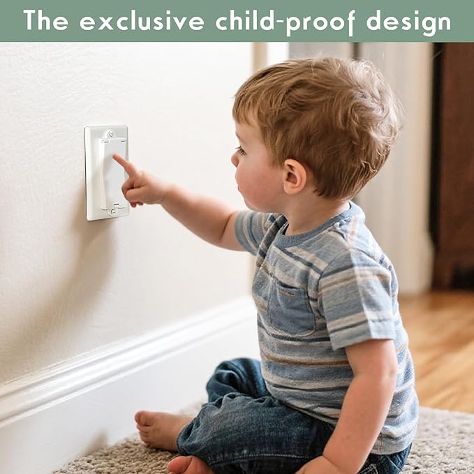 6 Light Switch Guard Cover, Baby Proof Wall Switch Cover Guard for Rocker Light Switch Protects Your Lights or Circuits from Being Accidentally Turned On or Off (White)
