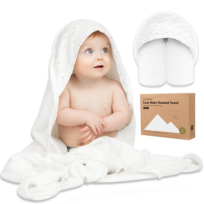 KeaBabies Hooded Baby Towel for Newborn - Viscose Derived from Bamboo Large Baby Bath Towels with Hood for Boys, Girls, Toddler, Extra Absorbent & Soft Newborn Bath Essentials (KeaStory, Petite)