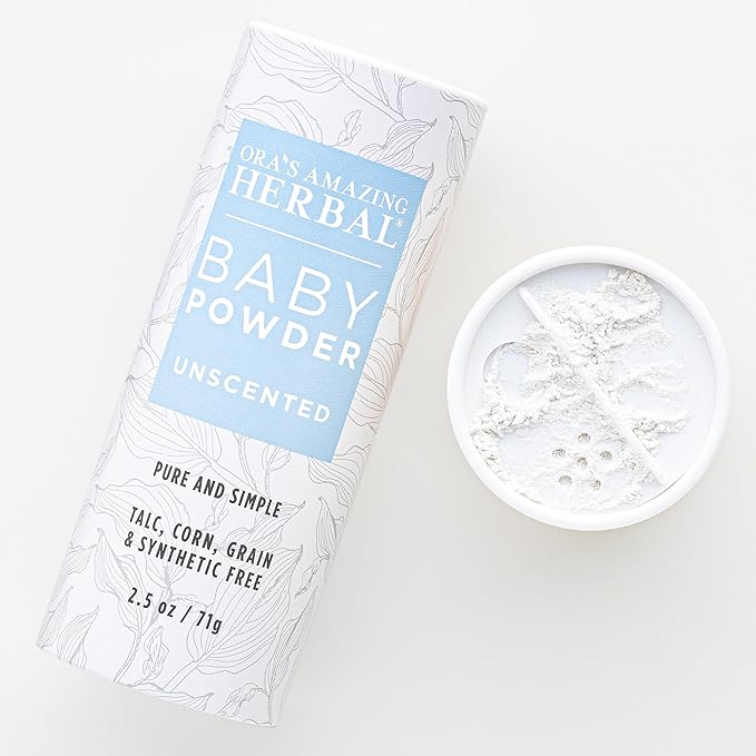 Baby Powder Talc-Free, Cornstarch Free Baby Powder, Unscented Fragrance Free Powder, Arrowroot Clay and Organic Plantain Leaf Powder, Ora’s Amazing Herbal, 2.5 oz