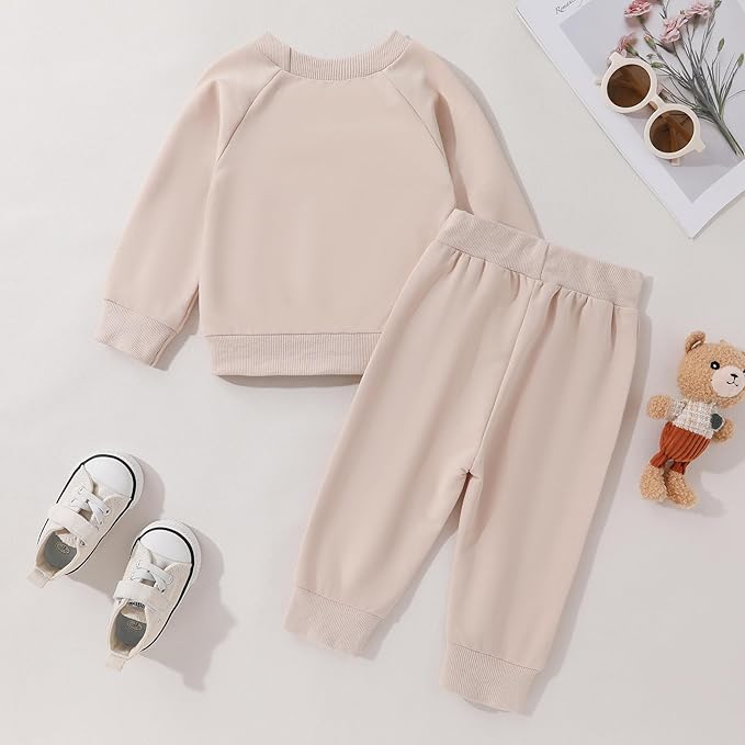 Fall Outfit for Toddler Boy Girl Long Sleeve Bear Sweatshirt Pant Sets Winter Pullover Clothes