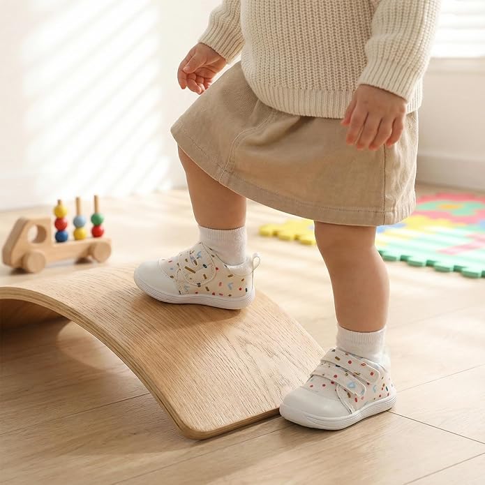 Baby First Walking Shoes Baby Girls Wide Barefoot Sneakers Lightweight Soft Toddler Shoe Non-Slip Ankle Support