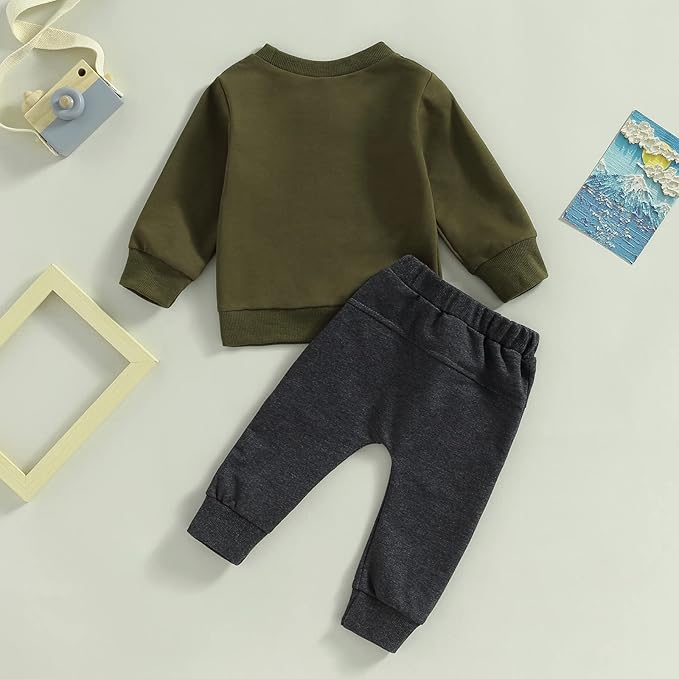 Baby Boy Fall Clothes Set Long Sleeve Crewneck Sweatshirts Pants Cute Infant Newborn Outfits 6 12 18 24 Months 2T