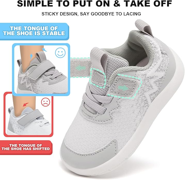 MORENDL Wide Toddler Shoes Baby Walking Shoes Boys & Girls Barefoot Sneakers Zero Drop Comfort Tennis Running Outdoor Activities