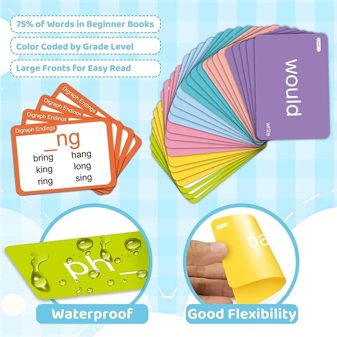 712 Sight Words/Phonics Flash Cards, Dolch & Fry High Frequency Site Words, Learn to Read CVC Blends, Short/Long Vowel Sounds, Flash Cards Games for PreK Kindergarten 1st 2nd 3rd Grade, Kids 4-10