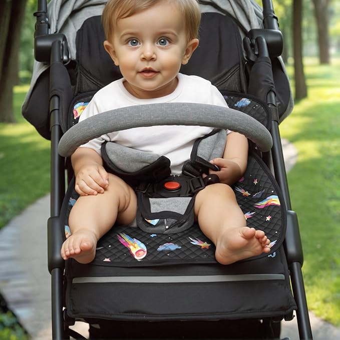 Babenest Car Seat Potty Protector Cover -Waterproof Carseat Training Liner for Baby &Toddler Shower Gift, Dry Piddle Pee Pad with Fun Designs for Strollers & Infant Car Seats (1pc Meteor-Black)