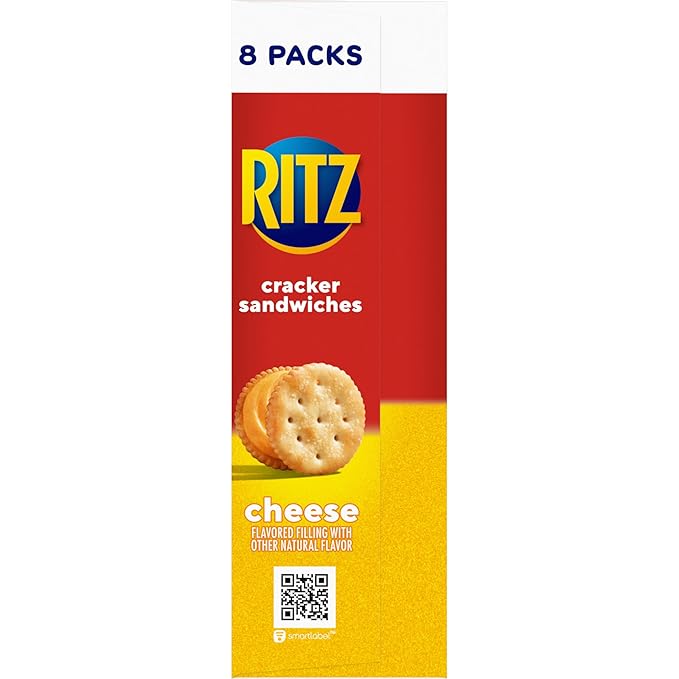 RITZ Cheese Sandwich Crackers, Lunch Snacks, 48 Snack Packs (6 Boxes, 6 Crackers Per Pack)