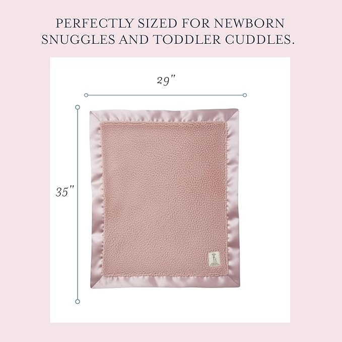 Little Giraffe Chenille Baby Blanket – 29x35” Soft Chenille with Satin Trim, Dusty Pink | Ultra-Soft, Gentle & Safe, Lightweight & Breathable for Newborns & Toddlers