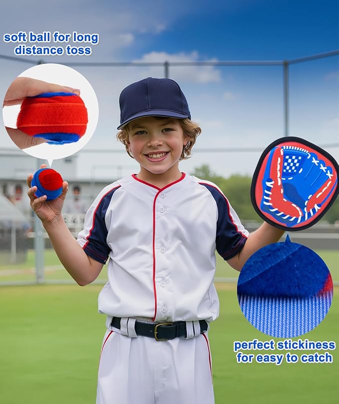 Toss and Catch Game Ball Set Toddler Toys for 3 4 5 6 7 8 Year Old Boys Girls, Valentines Day Gifts, Yard Games Beach Pool Outdoor Toys for Kids Ages 4-8 Birthday Gift Baseball Glove