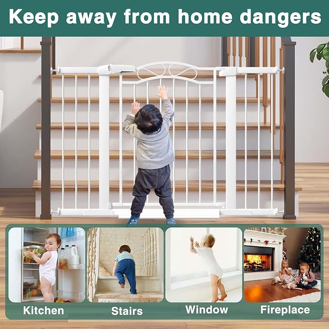 Fairy Baby Extra Wide Press Mounted Baby Gate Indoor for Kids Or Pets Walk Thru No Drill Long Dog Gates for The House Doorway Child Safety Gate 29.53"-32.28"