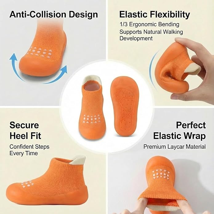 Baby Sock Shoes Toddler Walking Shoes Infant Non-Slip Slippers with Soft Rubber Sole Baby Boys Girls Sneakers