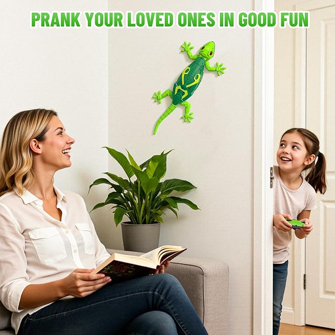 RC Wall Crawler Gecko, Rechargeable Remote Control Robot Kids Toys, Wall Climbing Funny Prank Toys Birthday Gifts for Boys & Girls Ages 4 and Up, Upgrade Low Noise (Green)