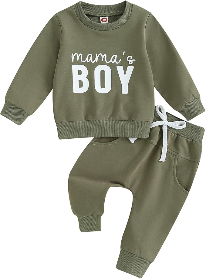 Toddler Baby Boy Fall Outfit Crewneck Long Sleeve Sweatshirt Tops Elastic Pants Jogger Cute Newborn Winter Clolthes Set