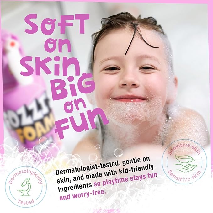 FOZZI'S Groovy Green Bath Foam Soap for Kids (3 Pack) - Fun Aerosol Spray - Squishy Bubble Soap for Playtime - Gentle Cleanser Foaming Body Wash - Safe Bath Fun for Everyday Wash