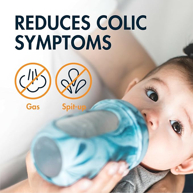 Boon Nursh Bottles - Silicone Baby Bottles Help Ease Colic Symptoms - Formula and Breast Milk Only Touch Food-Grade Silicone - Medium Flow - 8 Oz - Tie Dye