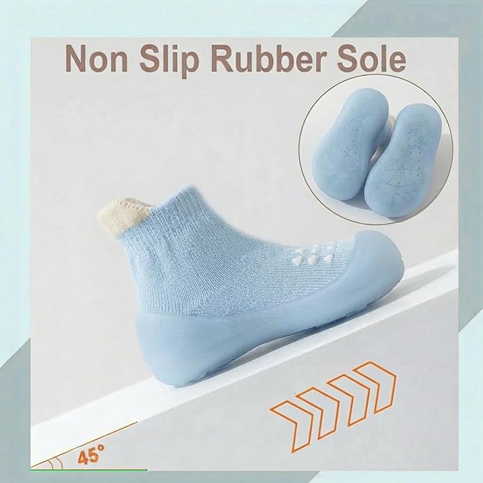 Hstyle Baby Sock Shoes Toddler Walking Shoes Infant Non-Slip Slippers Soft Rubber Sole Sneakers for Baby Boys Girls