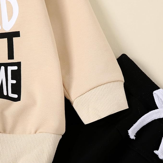 wdehow Toddler Baby Boy 2Pcs Outfits Letters Print Pullover Tops + Drawstring Pants Set Fall Winter Clothes