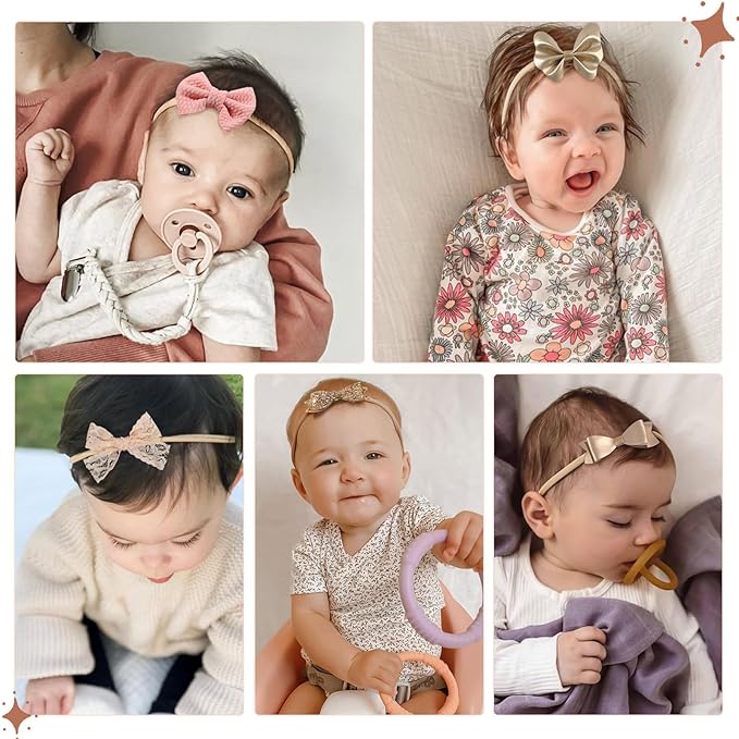 10 PCS Baby Girl Headbands and Bows Soft Elastic Nylon Hairbands Handmade Newborn Head Bands Hair Accessories for Babies Infant Toddler