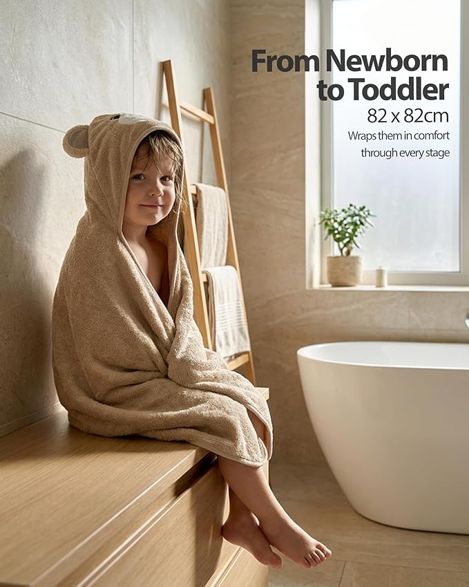 MINIBOO Hooded Baby Towels for Newborn - Super Soft Baby Bath Towels with Hood, Highly Absorbent Viscose Made from Bamboo Hooded Towel for Infant, Toddler and Kids, Baby Essentials