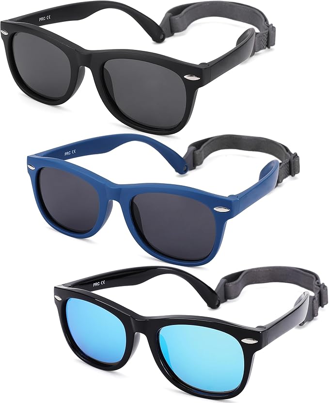 Polarized Baby Sunglasses with Strap - Unbreakable Flexible Infant Sunglasses for Toddlers Age 0-24 Months