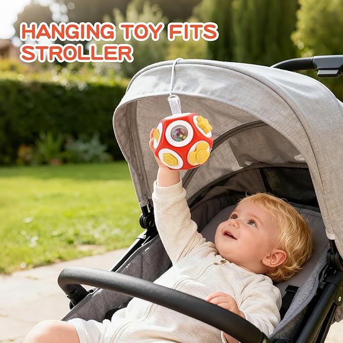 Montessori Activity Cube & Busy Board for 1 Year Old - 12-in-1 Travel Toys for Airplane & Car, Car Seat & Stroller Activity Toy, Toys Gift for 1 Year Old Boy Girl, Valentine Gifts for Kids