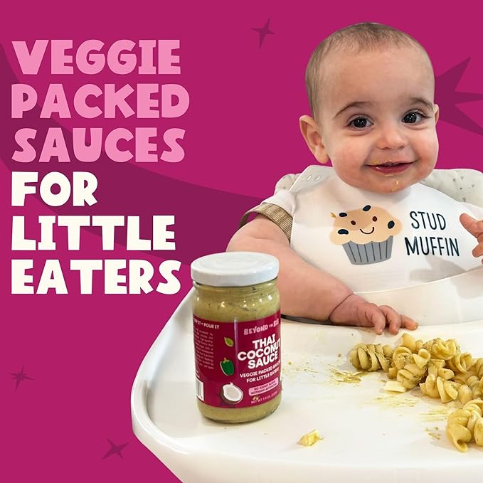 Beyond the Bib All Natural Toddler Sauces for Picky Eaters - Hidden Vegetables, No Added Sugar, Quick & Healthy Mealtime Solution - For 24+ Months (Thai Coconut Sauce - 3 Pack)