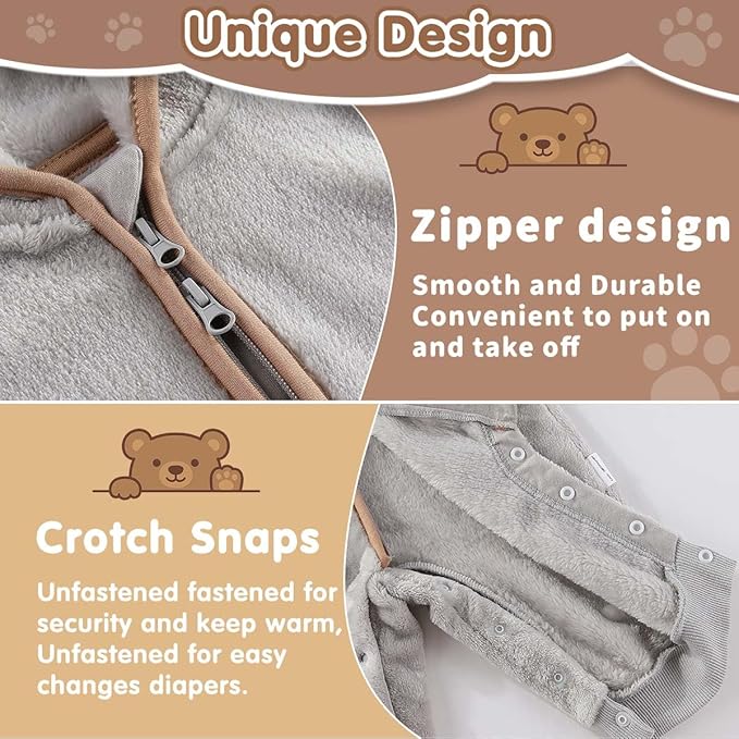 Fairy Baby Newborn Baby Bear Outfit Suit Thin Fleece Jumpsuit Romper Hooded Winter Clothes Snowsuit Coat Infant Girls Boys