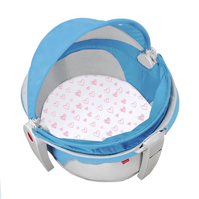Bassinet Sheets Compatible with Fisher-Price On-The-Go Baby Dome, 2 Pack, 100% Jersey Knit Cotton Fitted Sheets, Breathable and Heavenly Soft, Pink Hearts and White Stars Print for Baby