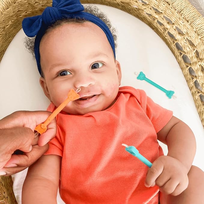 oogiebear: Baby Nose Cleaner & Ear Wax Removal Tool - Safe Booger & Earwax Removal for Newborns, Infants, Toddlers - Dual-Ended - Essential Baby Stuff, Diaper Bag Must-Have - 3 Pack with a Pouch