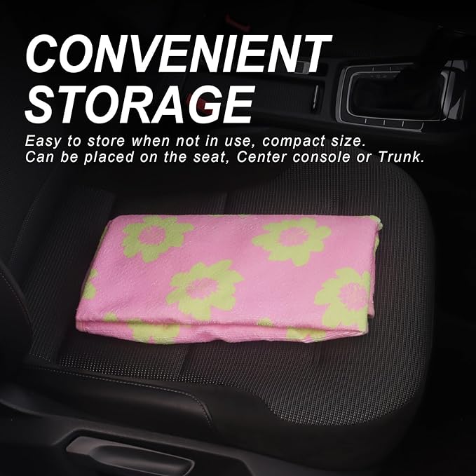 Sweat Towel Car Seat Cover Protector Front Seats for Gym Workout, Running, Swimming, Beach and Hiking, Waterproof Universal Seat Cover for Car, Truck, Van & SUV (Pink Flower, 2pcs Front Seat)