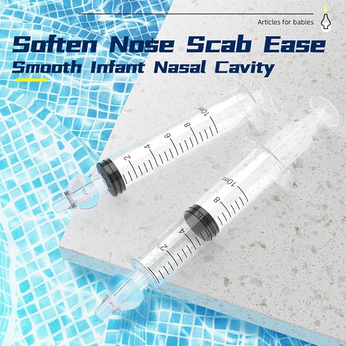 Baby Nasal Irrigator, 10ml Reusable Silicone Infant Nose Cleaner, Soften Nasal Scab Rinsing Tool - 2 Pack