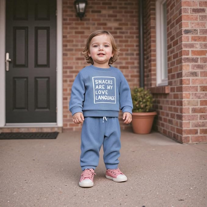 Infant Baby Boy Fall Clothes Set Funny Letter Sweatshirt Pant Outfit Toddler Winter Clothes 6 12 18 Months 2T 3T