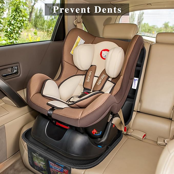 Car Seat Protector, Non-Slip Rubber Padded Backing Seat Protector for Child Seats, Waterproof Thickest Padding Car Seat Protector Under Baby Seat - No Imprint (Black-Ⅰ-2pcs)