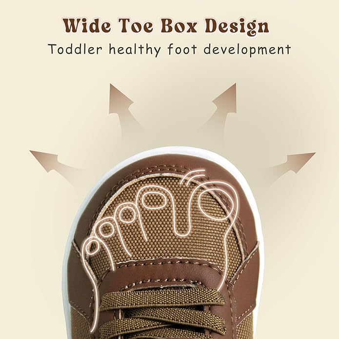 SKYWHEEL Toddler Wide Toe Box Barefoot Shoes Boys Sneakers Kids Tennis Shoes Comfort Lightweight Zero Drop Walking Shoe for Indoor/Outdoor Play