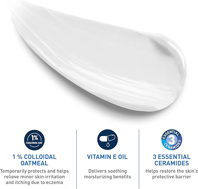 CeraVe Baby Eczema Relief Cream,1% Colloidal Oatmeal Cream with Vitamin E & Ceramides,Soothes & Calms Itchy Skin,Developed with Pediatric Dermatologist,Fragrance Free,5oz,(Pack of 2)