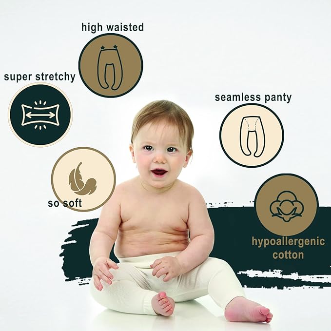Silky Toes Baby Leggings, Toddler Seamless Panty Soft Cotton Knit Pants for Girls and Boys
