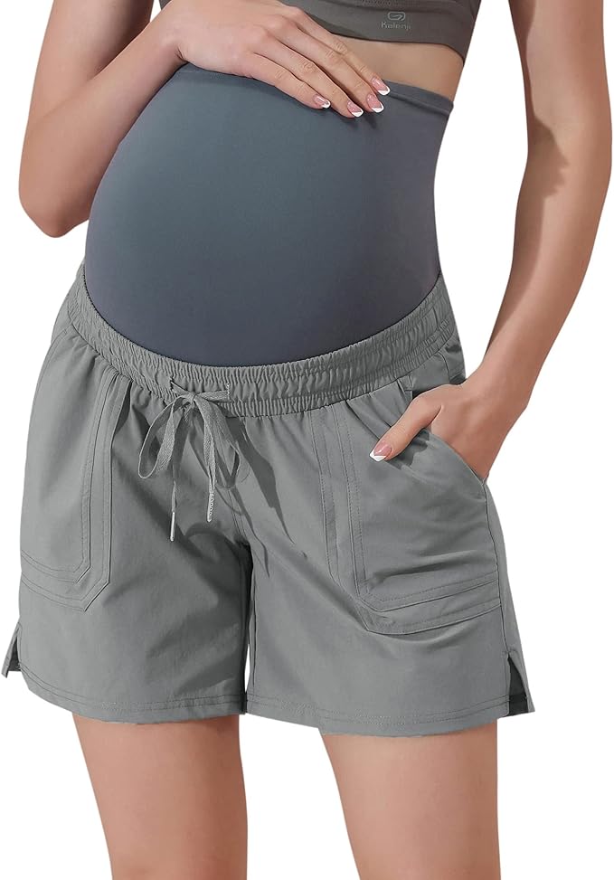 Maacie Maternity Hiking Shorts Quick Dry Waterproof 5" Workout Sports Shorts Outdoor Casual