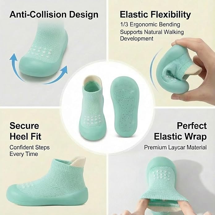 Baby Sock Shoes Toddler Walking Shoes Infant Non-Slip Slippers with Soft Rubber Sole Baby Boys Girls Sneakers