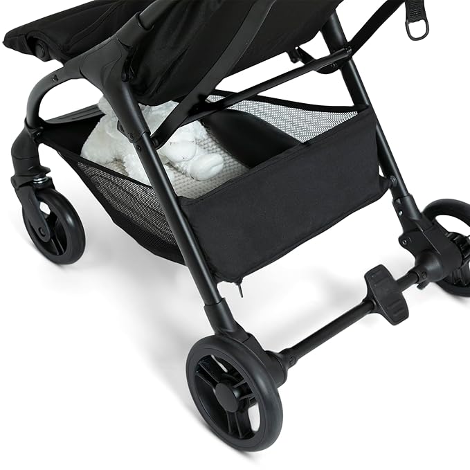 Jeep Altitude Compact Travel Stroller by Delta Children Greenguard Gold, Easy One Hand Fold, Lightweight, Extendable Canopy with Peek-a-Boo Window, Reclining Seat, 4 Wheel Suspension, Black