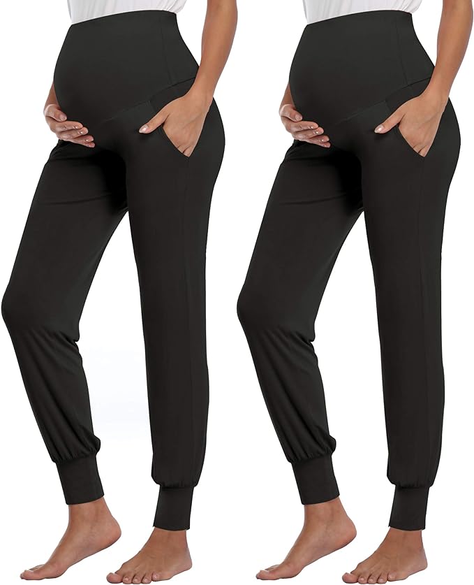 AMPOSH Women's Maternity Pants Stretchy Lounge Workout Sweatpants Casual Loose Comfy Pregnancy Joggers with Pockets