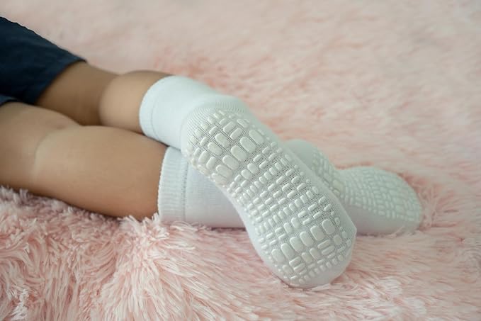 RATIVE Non Skid Anti Slip Crew Socks With Grips for Baby Infant Toddlers Kids Boys