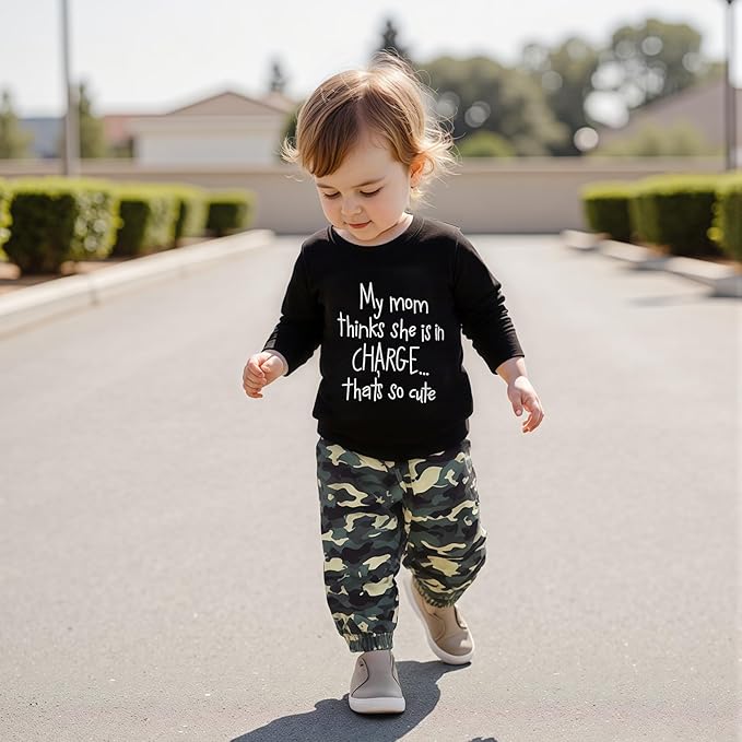 wdehow Toddler Kids Baby Boy Fall Outfits 1T 2T 3T 4T 5T Letter Print Long Sleeve Tops Camouflage Pants Winter Clothes Sets