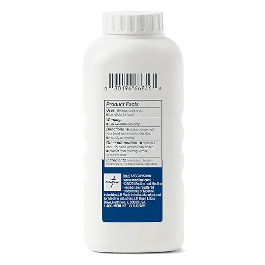 Medline Remedy Essentials Cornstarch Powder (4 oz Bottle), 36 Count, Fresh Scent, Talc Free, Travel Size, Skin Care, Absorbs Sweat, Soothes, Reduces Friction & Chafing, For Adults, Feet, Groin